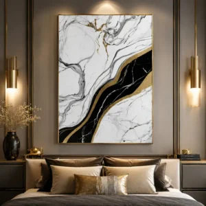 Luxury Abstract Marble Wall Art with Gold Accents Hover Image